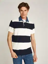 Poloshirt RUGBY STRIPE RELAXED POLO , Herren, Gr. XL, ivory petal, desert sky, Jersey, Obermaterial: 100% Baumwolle, casual, relaxed fit, Kurzarm, Shirts