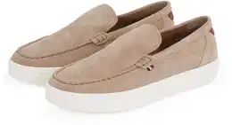 Slipper MODERN LIGHT HYBRID SUEDE LOAFER , Herren, Gr. 45, grau (helltaupe), Veloursleder, casual, Schuhe, Plateau, Schlupfschuh, Freizeitschuh, Halbschuh mit Label