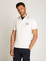 Poloshirt LEFT CHEST GRAPHIC REG POLO , Herren, Gr. XXL, wei, Jersey, Obermaterial: 96% Baumwolle, 4% Elasthan, casual, regular fit, Kurzarm Bndchen, Shirts