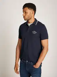 Poloshirt LEFT CHEST GRAPHIC REG POLO , Herren, Gr. XL, blau (desert sky), Jersey, Obermaterial: 96% Baumwolle, 4% Elasthan, casual, regular fit, Kurzarm Bndchen, Shirts