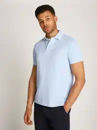 Poloshirt LEFT CHEST GRAPHIC REG POLO , Herren, Gr. M, blau (sweet blau), Jersey, Obermaterial: 96% Baumwolle, 4% Elasthan, casual, regular fit, Kurzarm Bndchen, Shirts