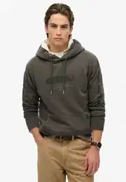 Kapuzensweatshirt UTILITY SPORT HOOD , Herren, Gr. L, schwarz (vintage schwarz), angeraute Sweatware, Obermaterial: 80% Baumwolle, 20% Polyester, bedruckt, modisch, loose fit, Rundhals, Langarm Rippbndchen, Sweatshirts
