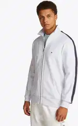 Sweatjacke GLOBAL STRIPE ZT STAND COLLAR , Herren, Gr. XL, wei (hellwei), Sweatware, Obermaterial: 100% Baumwolle, casual, Langarm Bndchen, Sweatjacken