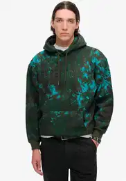 Kapuzensweatshirt UTILITY CAMO LOGO LOOSE HOOD , Herren, Gr. S, grn (bali marble), angeraute Sweatware, Obermaterial: 80% Baumwolle, 20% Polyester, bedruckt, modisch, oversize, Rundhals, Langarm Rippbndchen, Sweatshirts