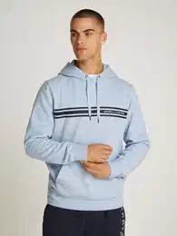 Kapuzensweatshirt CENTRAL CHEST STRIPE HOODY , Herren, Gr. M, blau (breezy blau), Sweatware, Obermaterial: 60% Baumwolle, 40% Polyester, casual, regular fit, Langarm Rippbndchen, Sweatshirts, mit kontrastfarbenen Print