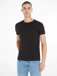 T-Shirt CORE STRETCH SLIM C-NECK TEE , Herren, Gr. L, schwarz, Jersey, Obermaterial: 96% Baumwolle, 4% Elasthan, Basic, Rundhals, Kurzarm, Shirts