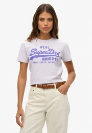 Kurzarmshirt VL NEON SLIM TEE , Damen, Gr. M, lila (soft lila), Single Jersey, Obermaterial: 100% Baumwolle, bedruckt, casual, slim fit, Rundhals, Kurzarm, Shirts