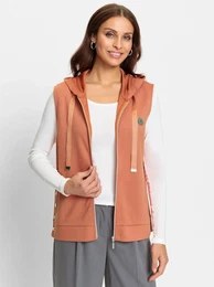 Sweatweste INSPIRATIONEN Gr. 54, orange (papaya), Damen, 50% Modal, 44% Polyester, 6% Elasthan, unifarben, Westen