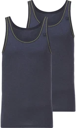 Unterhemd 2er Pack Unterhemd VIVENZO , Herren, Gr. LXL, weit, blau (dunkelblau), Obermaterial: 70% Baumwolle CO. 30% Polyester PES., rmellos, Unterhemden, mit Farbkontrasten