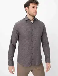 Langarmhemd Style HAROLD , Herren, Gr. M, Normalgren, braun, 100% Baumwolle, Hemden