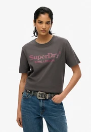 Kurzarmshirt VENUE METALLIC RELAXED TEE , Damen, Gr. L, schwarz (vintage schwarz), Single Jersey, Obermaterial: 100% Baumwolle, bedruckt, casual, relaxed fit, Rundhals, Kurzarm, Shirts