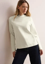 Hoodie , Damen, Gr. XXL (46), wei (vanillewei), Twill, Obermaterial: 80% Baumwolle, 17% Polyester, 3% Elasthan, unifarben, casual, regular fit hftlang, Langarm abgesteppt, Sweatshirts, mit Schriftzug