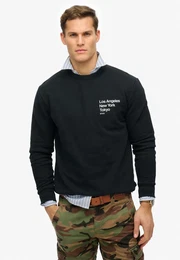 Sweatshirt CORE LOGO CITY CREW , Herren, Gr. L, schwarz, angeraute Sweatware, Obermaterial: 100% Baumwolle, bedruckt, modisch, relaxed fit, Rundhals, Langarm Rippbndchen, Sweatshirts