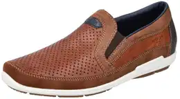 Slipper , Herren, Gr. 40, braun (cognac), Leder, Synthetik, sportlich, Schuhe, Freizeitschuh, Schlupfschuh, Mokassin mit Stretcheinstze