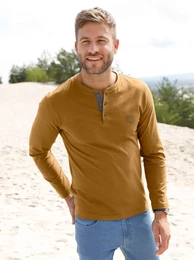 Langarmshirt CATAMARAN Langarm-Shirt Gr. 48/50, gelb (ocker), Herren, 100% Baumwolle, unifarben, Shirts