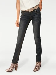Bequeme Jeans Gr. 50, Normalgren, schwarz (black denim) Damen Jeans Skinny-Jeans