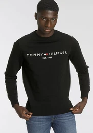 Sweatshirt TOMMY LOGO SWEATSHIRT , Herren, Gr. S (46), schwarz, Sweatware, Obermaterial: 70% Baumwolle, 30% Polyester, unifarben, bestickt, casual, normal hftbedeckend, Rundhals, Langarm eingesetzt Rippbndchen, Sweatshirts, mit klassi