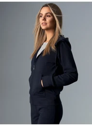 Sweatjacke Kapuzenjacke , Damen, Gr. XL, blau (navy), 50% Baumwolle, 50% Polyester, casual, Sweatjacken