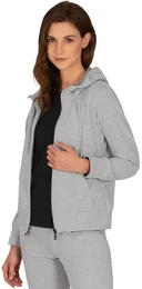 Sweatjacke Kapuzenjacke , Damen, Gr. XS, grau (grau, melange), 50% Baumwolle, 50% Polyester, casual, Sweatjacken
