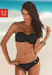 Bgel-Bandeau-Bikini Gr. 42, Cup D, schwarz Damen Bikini-Sets trendiger Look, mit abnehmbaren Trgern, geflochtenen Details