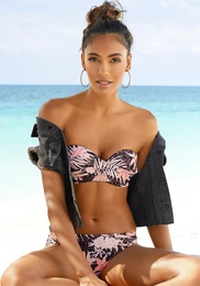 Bgel-Bandeau-Bikini Gr. 38, Cup B, bunt (braun, apricot) Damen Bikini-Sets im Mustermix