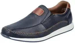 Slipper , Herren, Gr. 45, blau, Leder, sportlich, Schuhe, Sommerschuh, Schlupfschuh, Freizeitschuh mit aufwndiger Rahmennaht