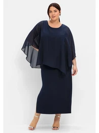 Abendkleid Groe Gren Gr. 42, Normalgren, blau (marine) Damen Kleider Partykleid im Lagenlook