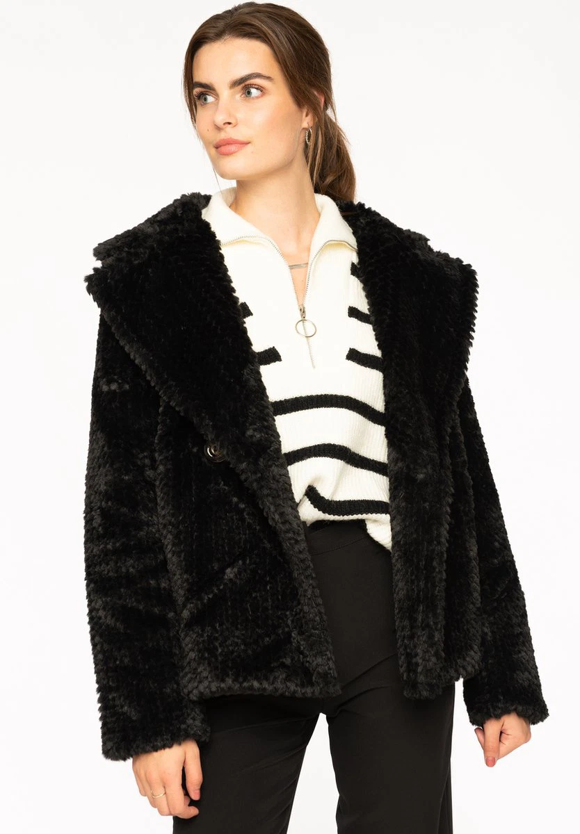 Luxe Dames Faux Bontjas - Bruine Winter Elegantie - Nederland