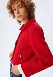 Freya oranje bouclé winterjas voor dames | Circle Of Trust official webshop