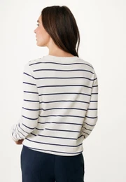 YOURS - Gestreepte trui met ronde hals in zwart | Yours Clothing