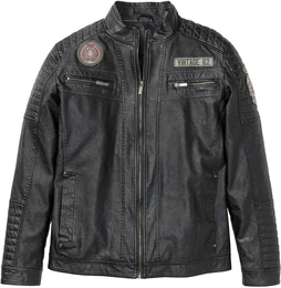 Lederimitat-Jacke, grau, 56, mit Baumwolle