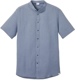Musselin-Kurzarmhemd, blau, 39/40 (M), 100% Baumwolle,Musselin
