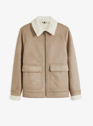 Velourslederimitat-Jacke warm gefttert, braun, 48/50 (M)