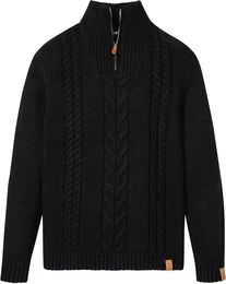 Grobstrick Troyer Pullover mit Zopfmuster, schwarz, 52/54 (L)