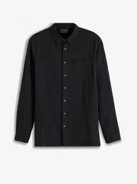 Musselin Langarmhemd aus reiner Baumwolle, schwarz, 45/46 (XXL), 100% Baumwolle,Musselin