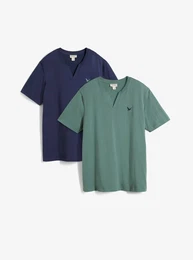 T-Shirt (2er Pack) aus reiner Bio-Baumwolle, blau, 60/62 (XXL), 100% Baumwolle