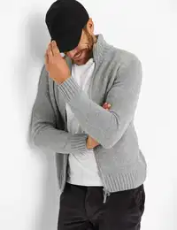 Herren Strickjacke Style JAKE, Hellgrau, Gr. 4XL
