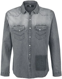 Graues Hemd mit Jeanshemd