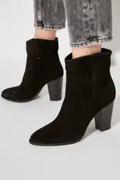 Genuine Leather Black Suede Women's Boots &amp; Bootie