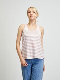 White-pink women's striped basic tank top ZOOT Baseline Josefina