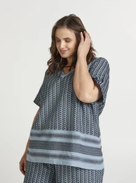 Blue Patterned Blouse