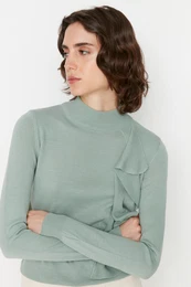 enski pulover Frill detailed