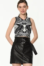 Z6118 WOMEN'S KNIT BLOUSE-BLACK