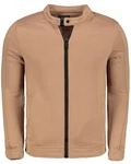 OMBRE Herren-Sweatshirt mit Stehkragen im Motorrad-Stil Braun/Beige/Khaki/Schwarz