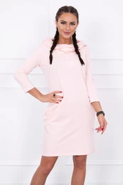 Dress with hood and pockets powder pink