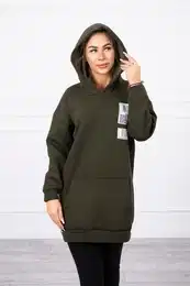 Mikina s kapuc a nivkami v khaki barv