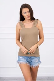 Blouse with ruffles on camel hangers