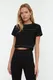 Trendyol Black 100% Cotton Crop Crew Neck Knitted Sports T-Shirt