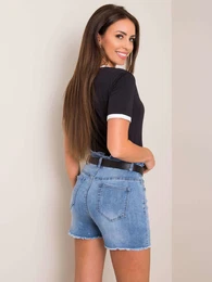 Blue high waist denim shorts