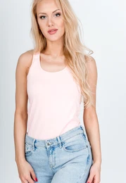 Women's tank top with a cut-out on the back - pink,